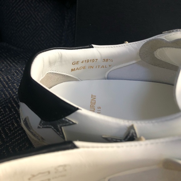 New Saint Laurent Leather Sneakers Stars - Picture 2 of 7